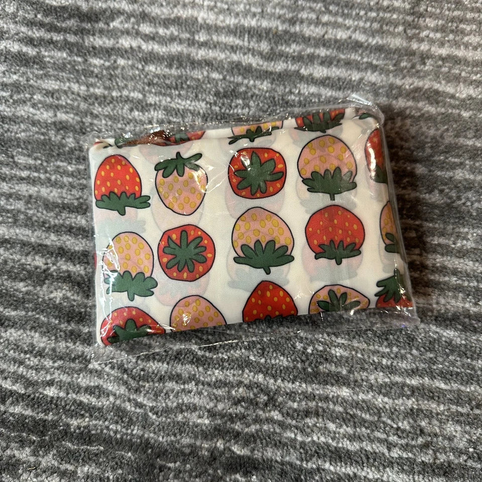 Eco Friendly Foldable Large Shopping Bag With Pouch Strawberry Patterned
