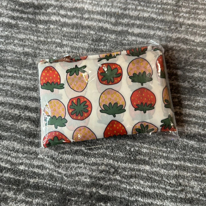 Eco Friendly Foldable Large Shopping Bag With Pouch Strawberry Patterned