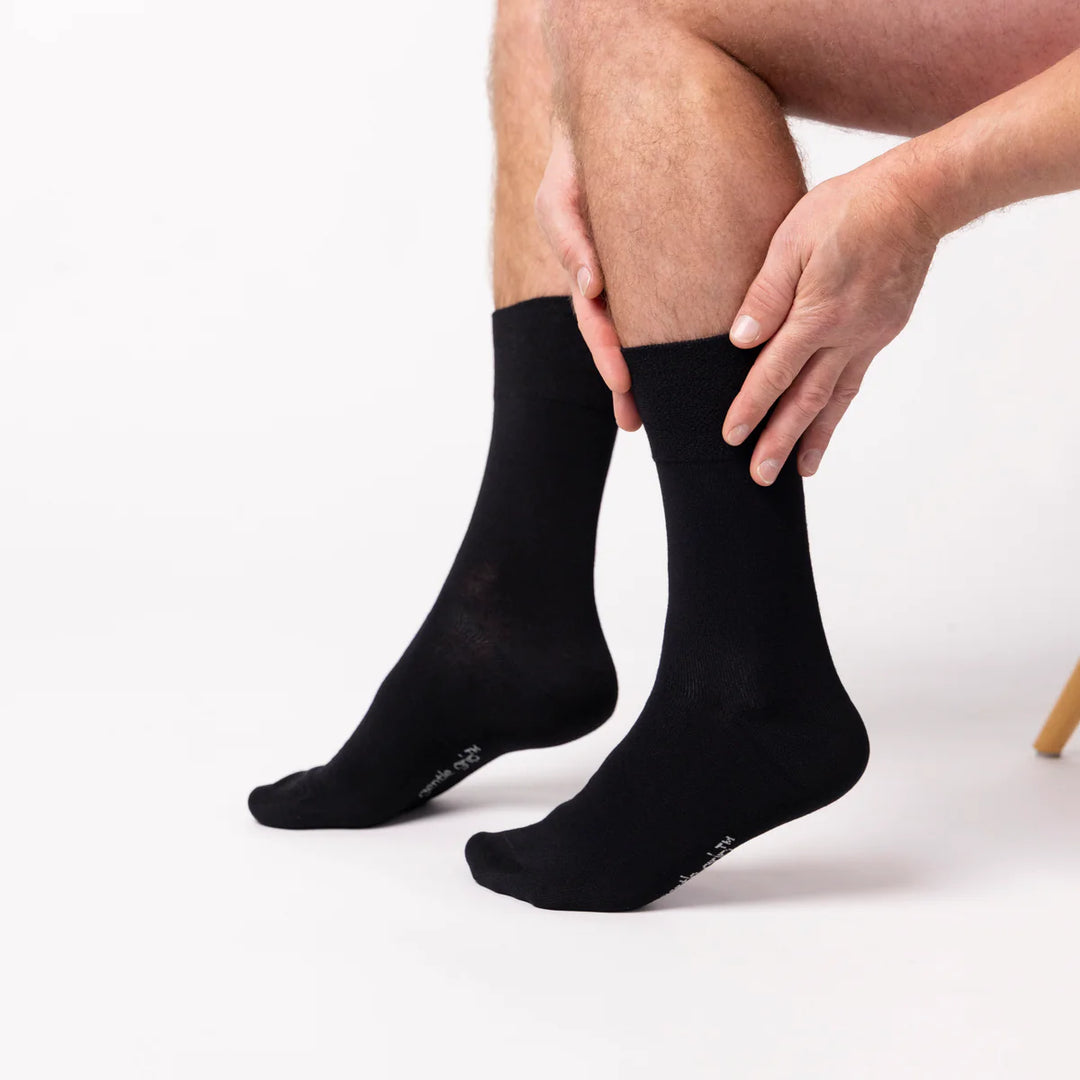 Sockshop Gentle Grip Non Binding Cotton Blend Socks Black 3 Pair Pack