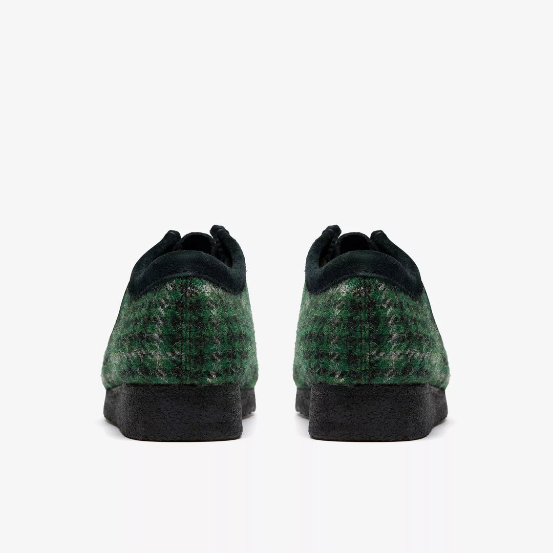 Clarks Originals Limited Edition Mens Green/Black Harris Check Tweed Wallabee Lace Up Crepe Soles Leather Fobs