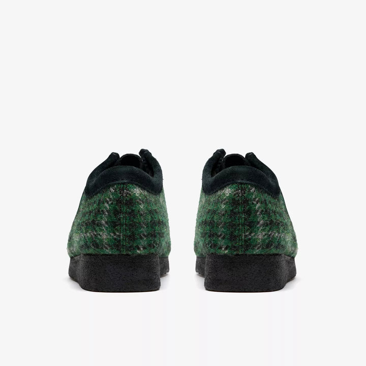 Clarks Originals Limited Edition Mens Green/Black Harris Check Tweed Wallabee Lace Up Crepe Soles Leather Fobs