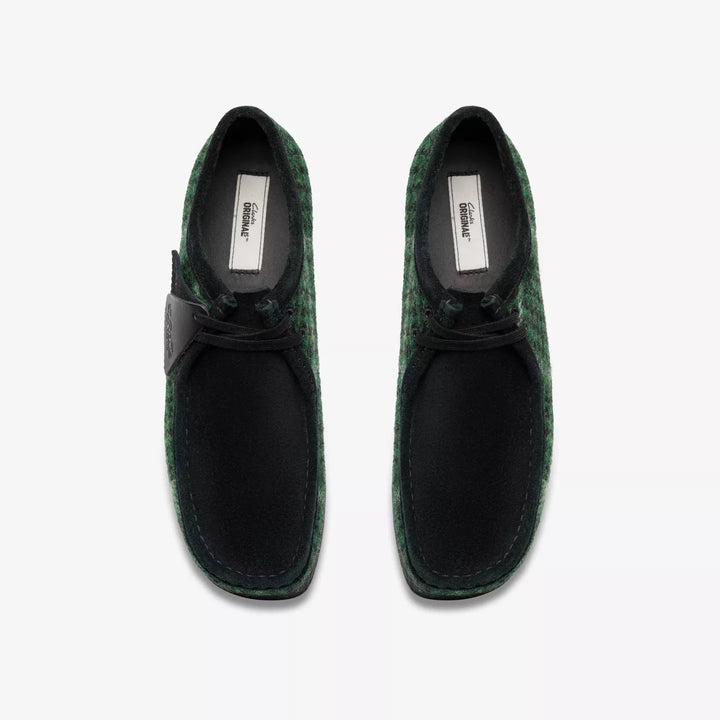 Clarks Originals Limited Edition Mens Green/Black Harris Check Tweed Wallabee Lace Up Crepe Soles Leather Fobs