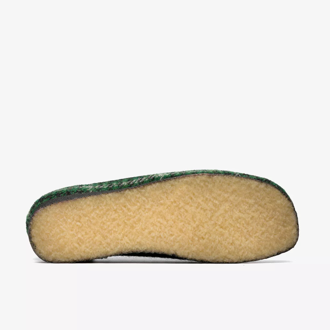 Clarks Originals Limited Edition Mens Green/Black Harris Check Tweed Wallabee Lace Up Crepe Soles Leather Fobs