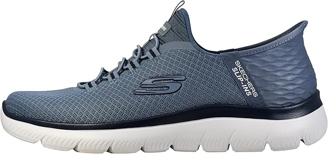 Skechers Slip Ins High Range Mens Bungee Hands Free Vegan Trainers Slate Blue