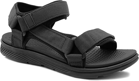 Mens Black Super Light Weight Double Strap Touch Fasten Sports Sandals