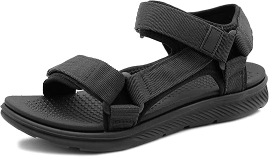 Mens Black Super Light Weight Double Strap Touch Fasten Sports Sandals
