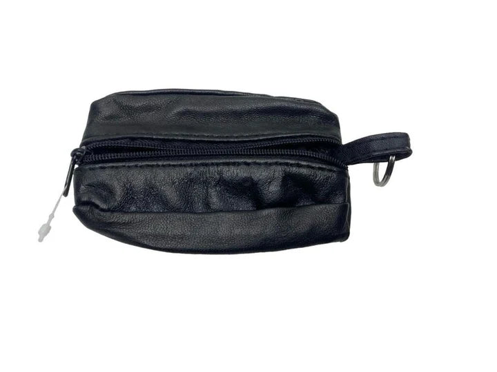 Forest Unisex Small Black Leather Zipped Purse With Key Ring