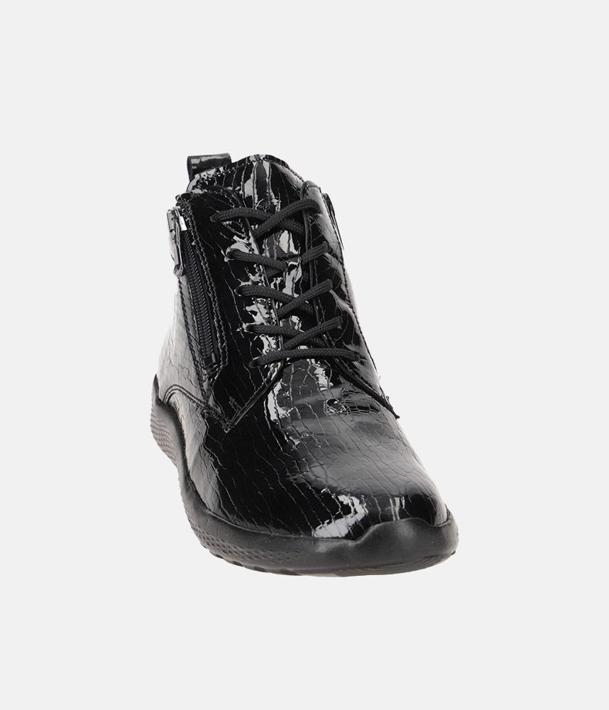 Waldlaufer K-Ira Wide Fitting Ladies Black Patent Leather Double