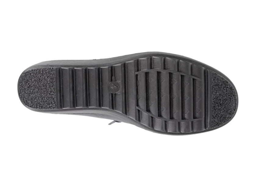 Boulevard L399 Ladies Twin Zip Black Faux Leather Light Weight Wedge Shoes