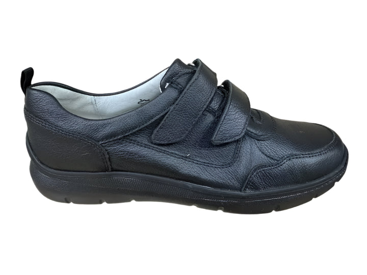 Waldlaufer Leonie Womens Wide H Fitting (EE/EEE Fitting) Black Leather Double Touch Fasten Orthotic Shoes