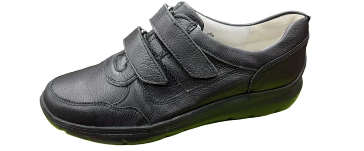 Waldlaufer Leonie Womens Wide H Fitting (EE/EEE Fitting) Black Leather Double Touch Fasten Orthotic Shoes