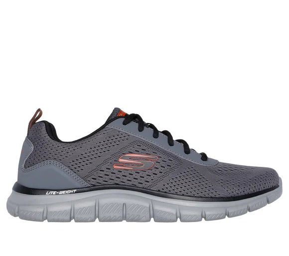 Skechers Track Leshur Mens Light Weight Mesh Lace Up Trainers With Memory Foam Grey