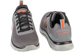 Skechers Track Leshur Mens Light Weight Mesh Lace Up Trainers With Memory Foam Grey