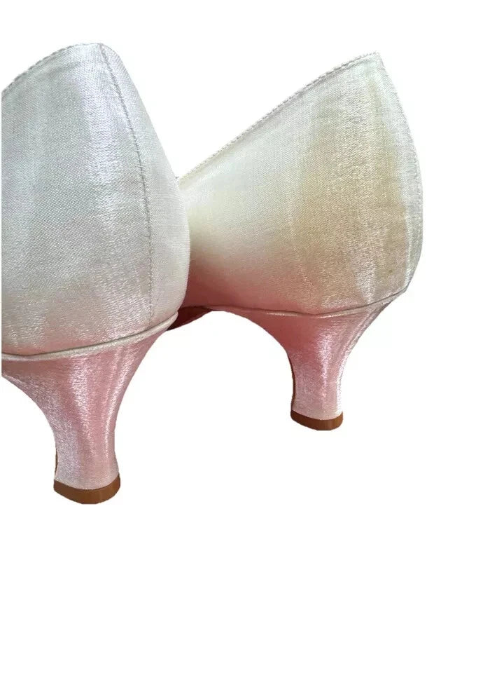 Lexus Collection Vegas Bridal Off White Satin Slip On Court Shoes Ex display Ivory Size 8