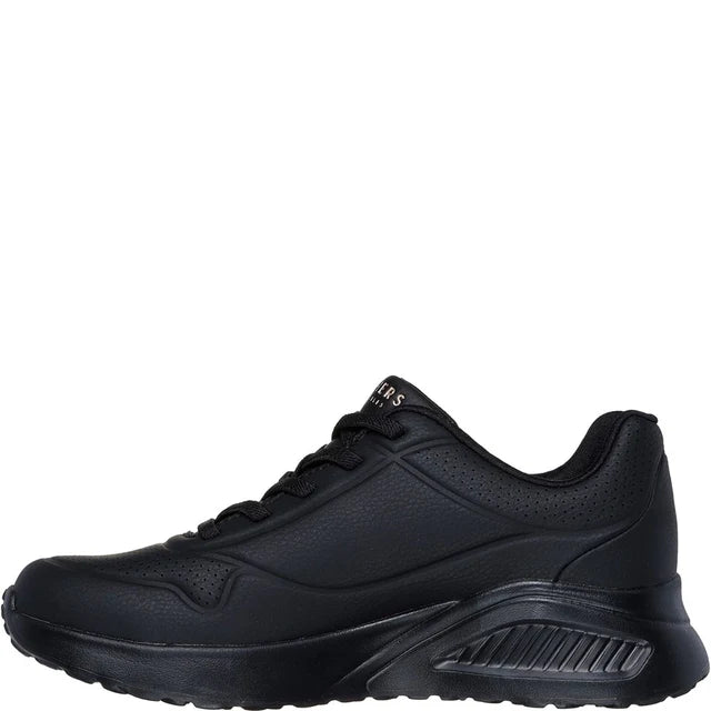 Skechers Street Uno Lite Work Ladies Light Weight Bungee Lace Faux Leather Wedge Athleisure Trainers Black
