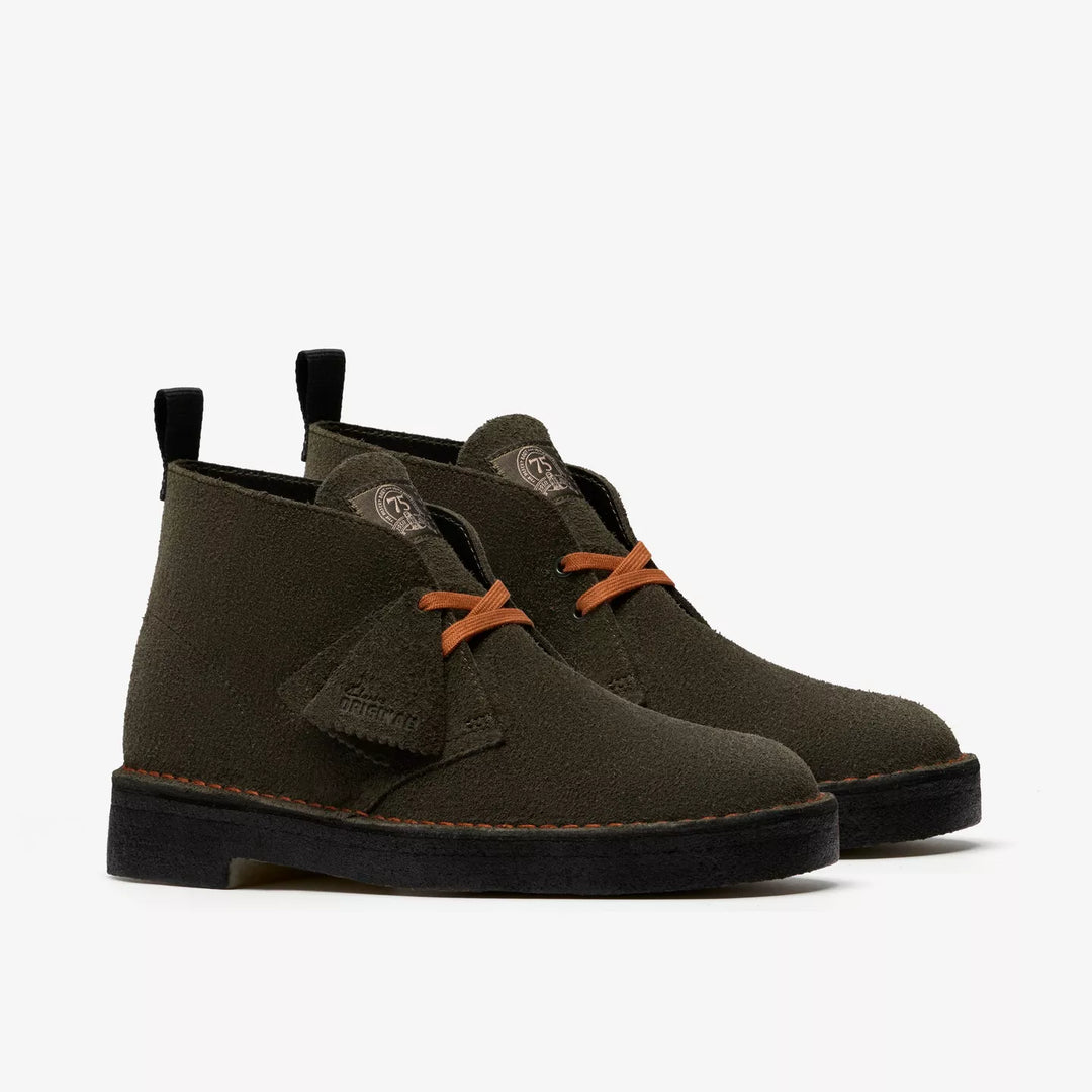 Clarks Originals Loden Mens Green Suede Desert Boots Chunky Crepe Soles