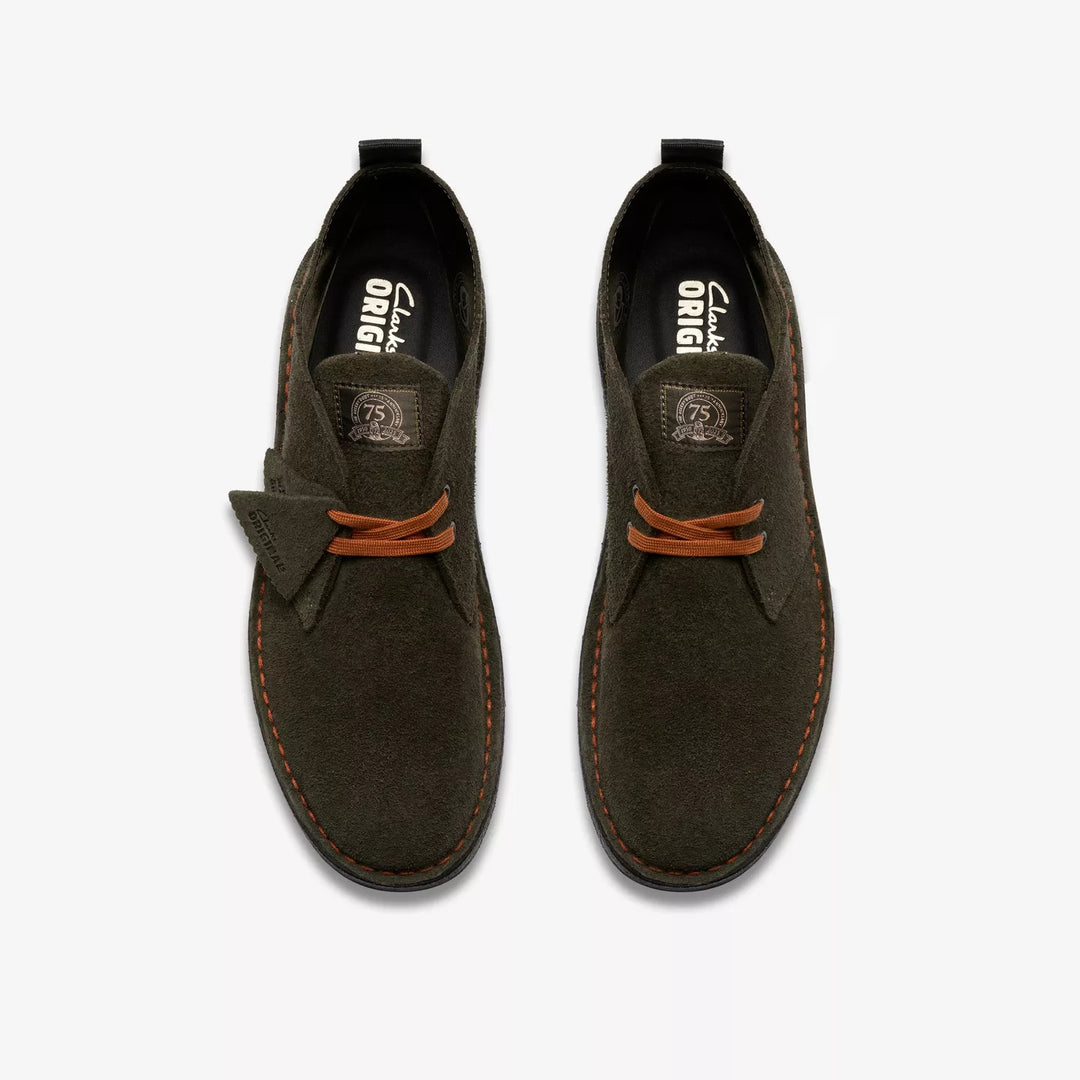 Clarks Originals Loden Mens Green Suede Desert Boots Chunky Crepe Soles