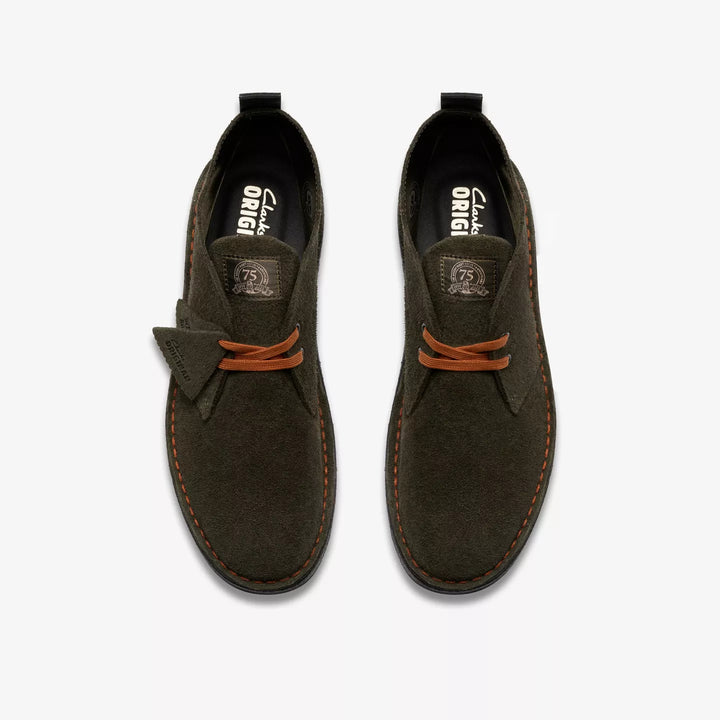 Clarks Originals Loden Mens Green Suede Desert Boots Chunky Crepe Soles