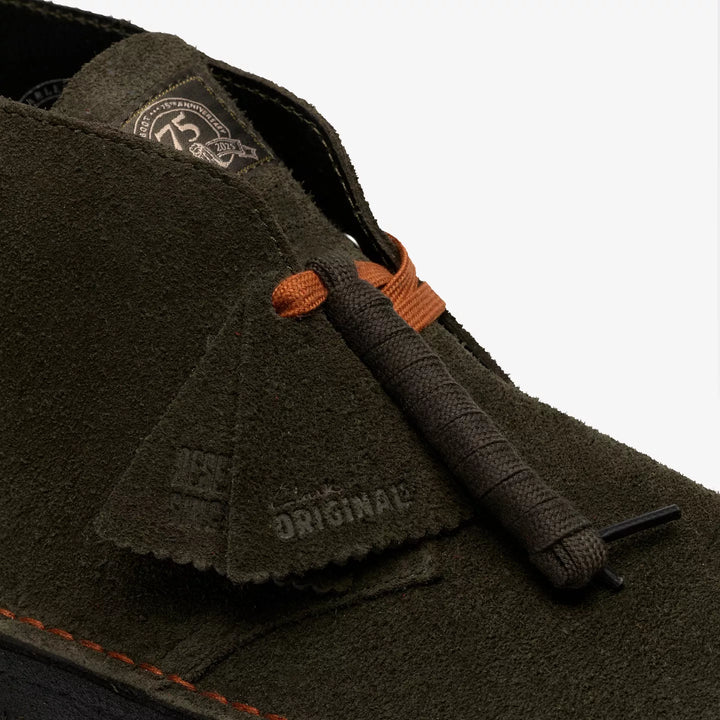 Clarks Originals Loden Mens Green Suede Desert Boots Chunky Crepe Soles