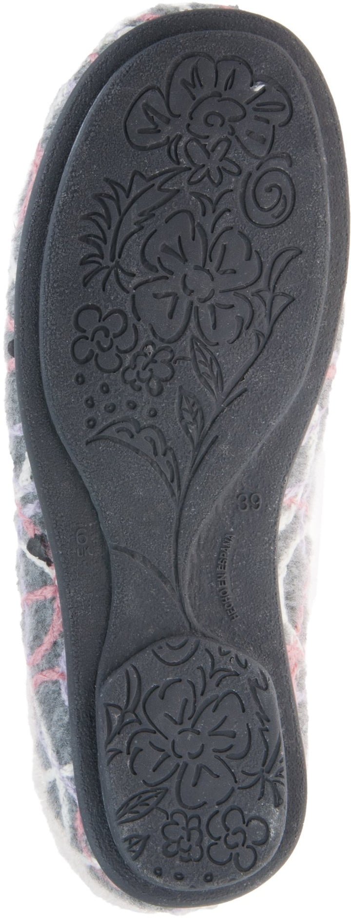 Sleepers LS361 Ladies Grey/Multi Fleece Warm Faux Fur Lined Mules Slippers