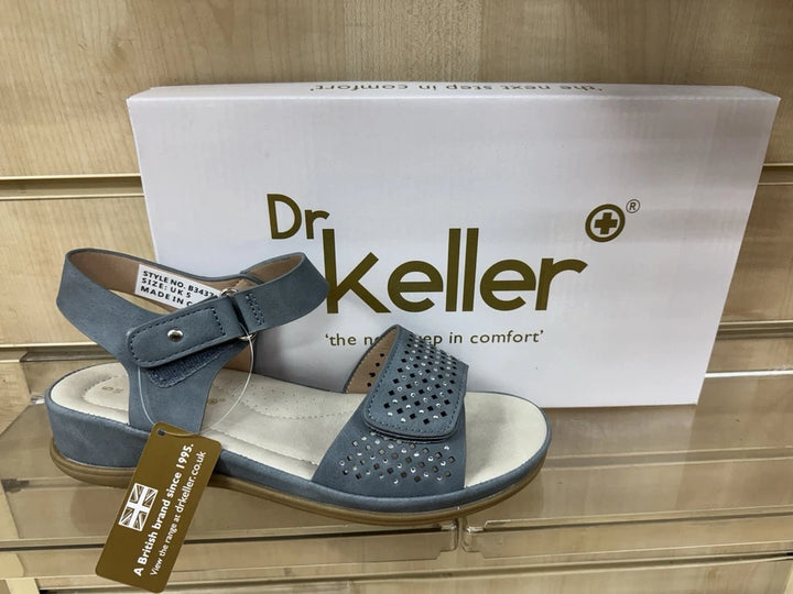 Dr Keller Lunar Ladies Light Weight Touch Fasten Sandals Denim Blue Sparkle