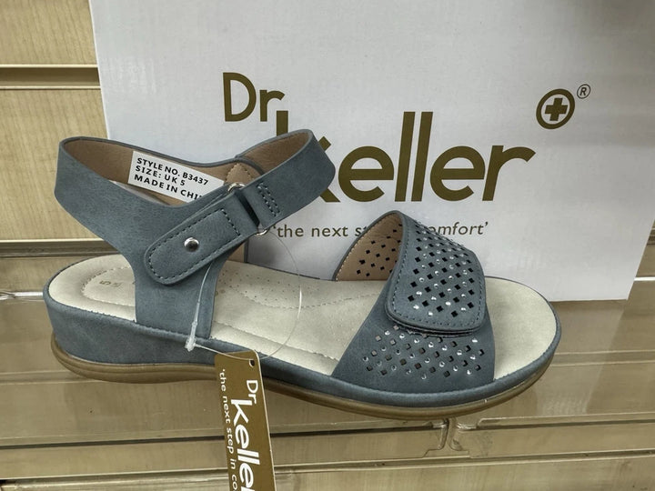 Dr Keller Lunar Ladies Light Weight Touch Fasten Sandals Denim Blue Sparkle