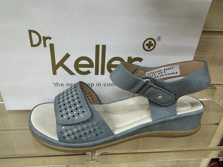 Dr Keller Lunar Ladies Light Weight Touch Fasten Sandals Denim Blue Sparkle