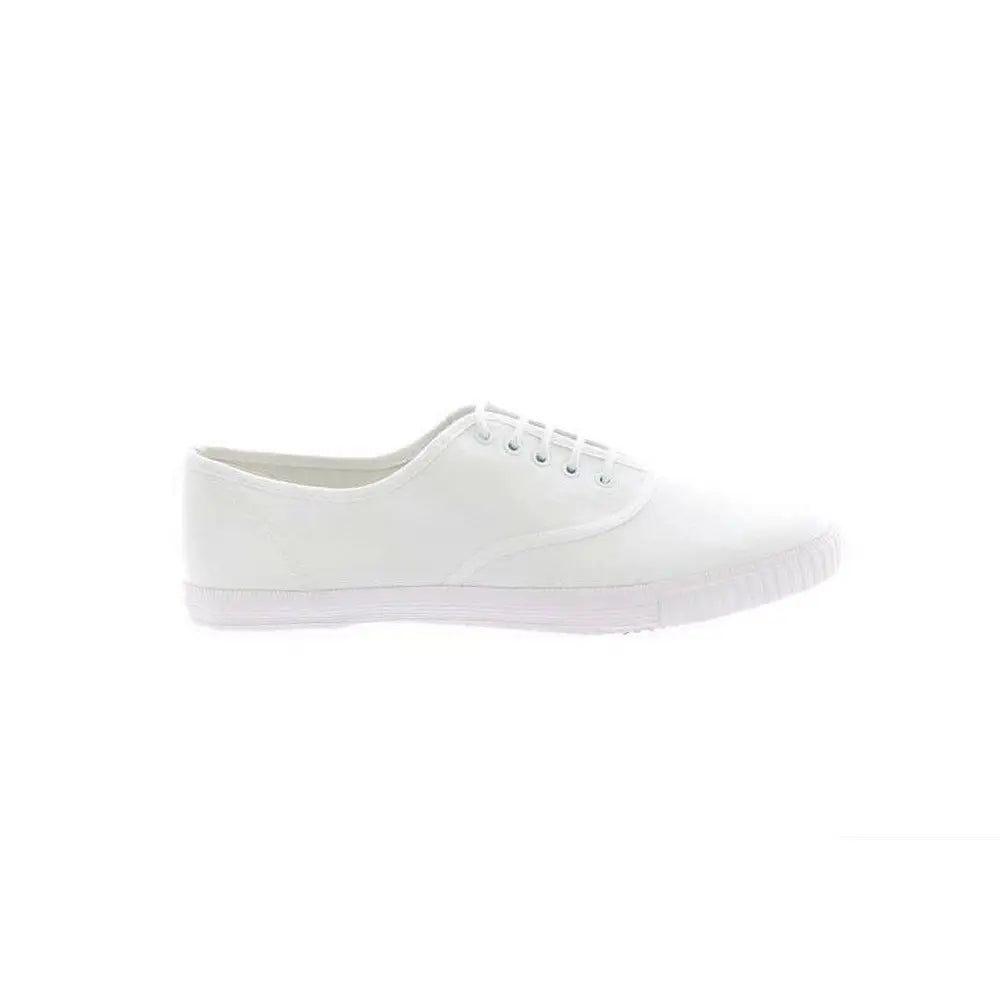 DEK Unisex White Canvas PE Exercise Lace Up Plimsolls Pumps