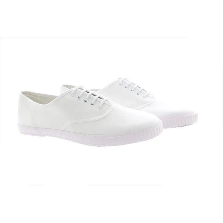 DEK Unisex White Canvas PE Exercise Lace Up Plimsolls Pumps