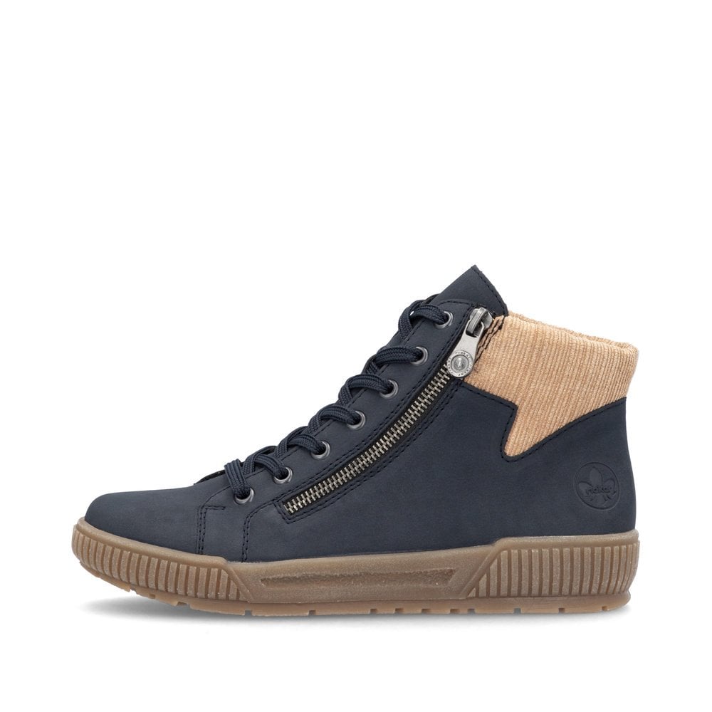 Rieker Antistress N0709 Ladies Lace Up Boots With Zip Fasten Ankle Boots Navy