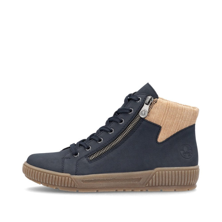 Rieker Antistress N0709 Ladies Lace Up Boots With Zip Fasten Ankle Boots Navy