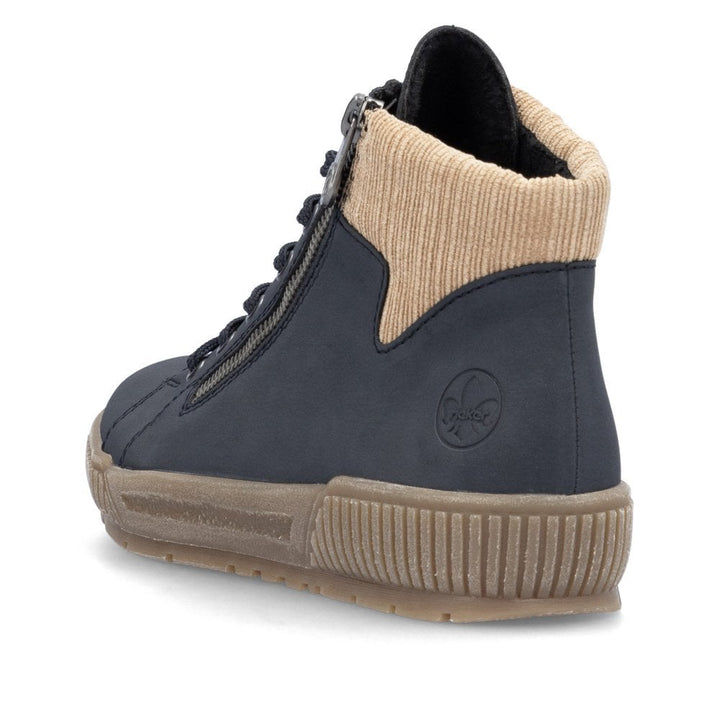 Rieker Antistress N0709 Ladies Lace Up Boots With Zip Fasten Ankle Boots Navy