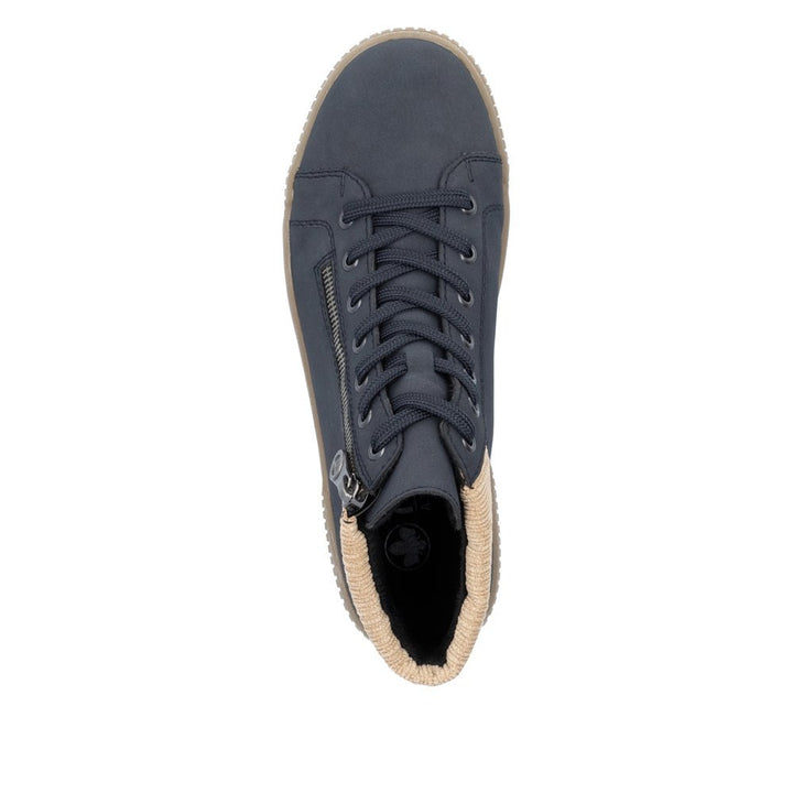 Rieker Antistress N0709 Ladies Lace Up Boots With Zip Fasten Ankle Boots Navy
