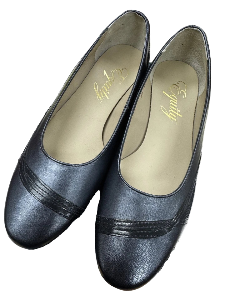 Equity Pearl Ladies Wide Fitting Navy Leather & Suede Smart Wedge Court Shoes