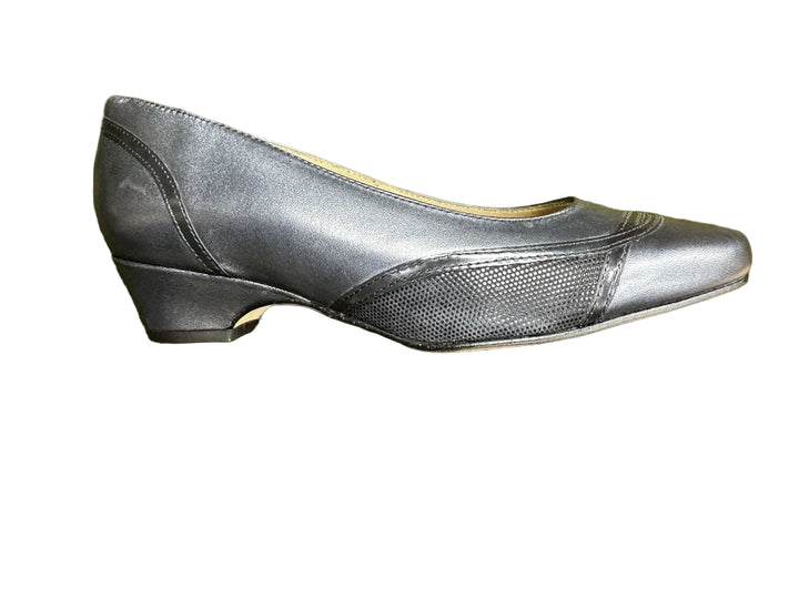 Equity Pearl Ladies Wide Fitting Navy Leather & Suede Smart Wedge Court Shoes