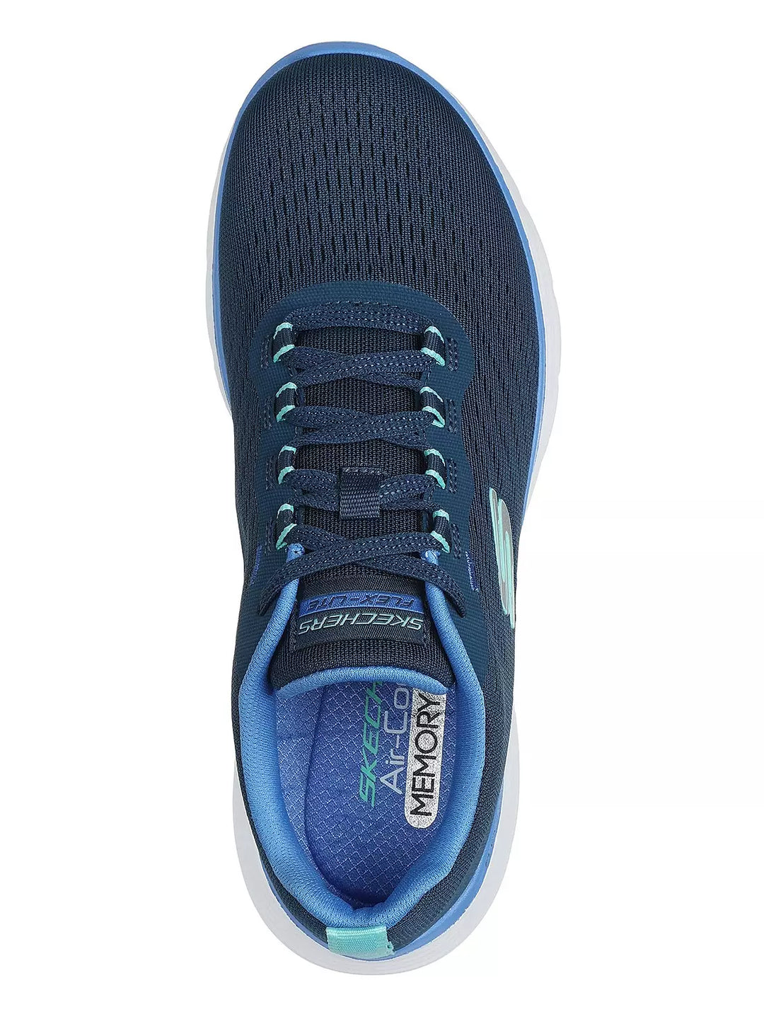 Skechers Flex Appeal New Path Ladies Lightweight Lace Up Wide Fit Trainers With Memory Foam Navy