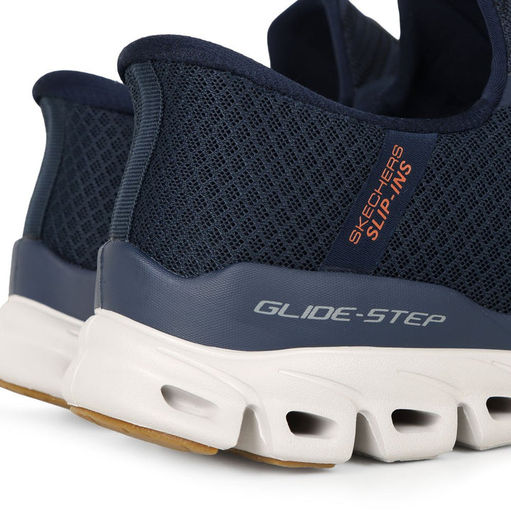 Skechers Slip Ins Glide Step Noxus Bungee Elasticated Hands Free Slip On Trainers With Memory Foam Navy