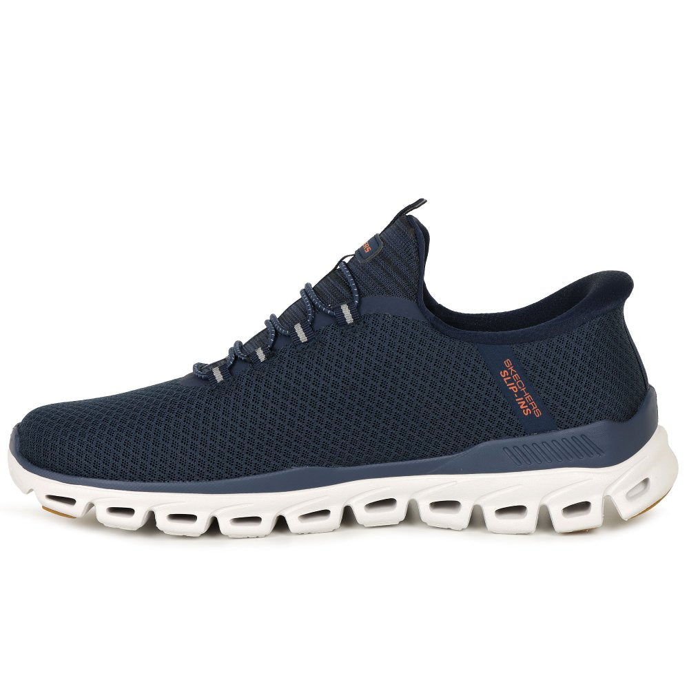 Skechers Slip Ins Glide Step Noxus Bungee Elasticated Hands Free Slip On Trainers With Memory Foam Navy