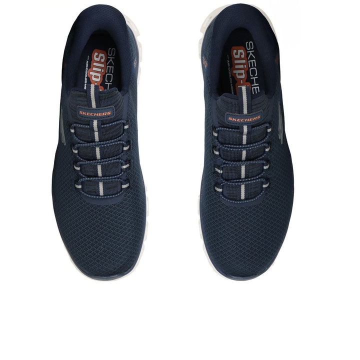 Skechers Slip Ins Glide Step Noxus Bungee Elasticated Hands Free Slip On Trainers With Memory Foam Navy