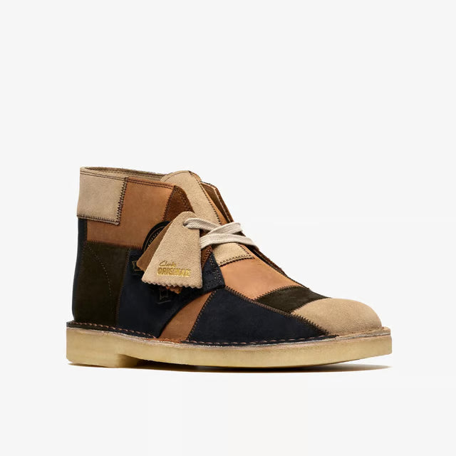 Clarks Originals Mens Brown Leather/Suede Combination Patchwork Lace Up Desert Boots LIMITED EDITION