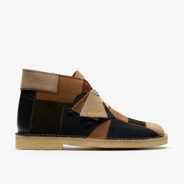 Clarks Originals Mens Brown Leather/Suede Combination Patchwork Lace Up Desert Boots LIMITED EDITION