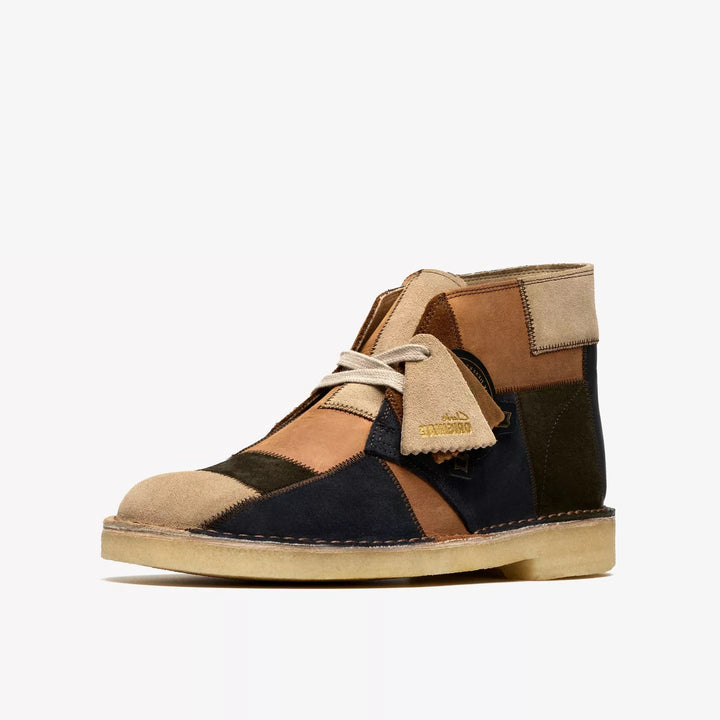 Clarks Originals Mens Brown Leather/Suede Combination Patchwork Lace Up Desert Boots LIMITED EDITION