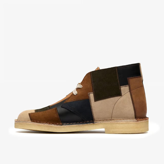 Clarks Originals Mens Brown Leather/Suede Combination Patchwork Lace Up Desert Boots LIMITED EDITION