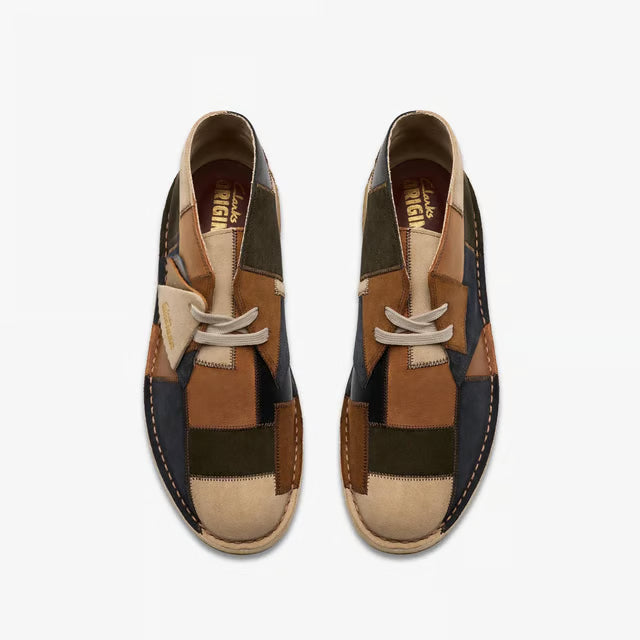 Clarks Originals Mens Brown Leather/Suede Combination Patchwork Lace Up Desert Boots LIMITED EDITION