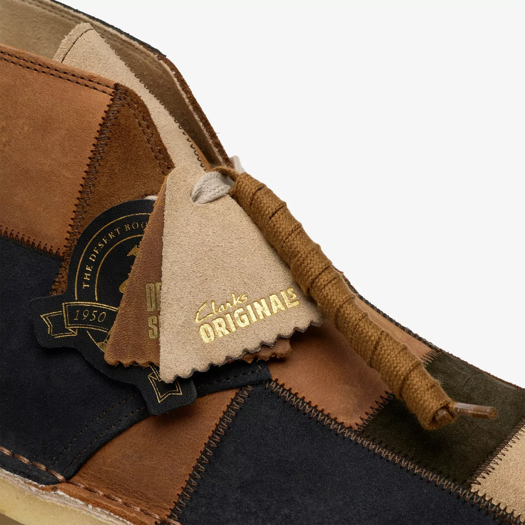 Clarks Originals Mens Brown Leather/Suede Combination Patchwork Lace Up Desert Boots LIMITED EDITION