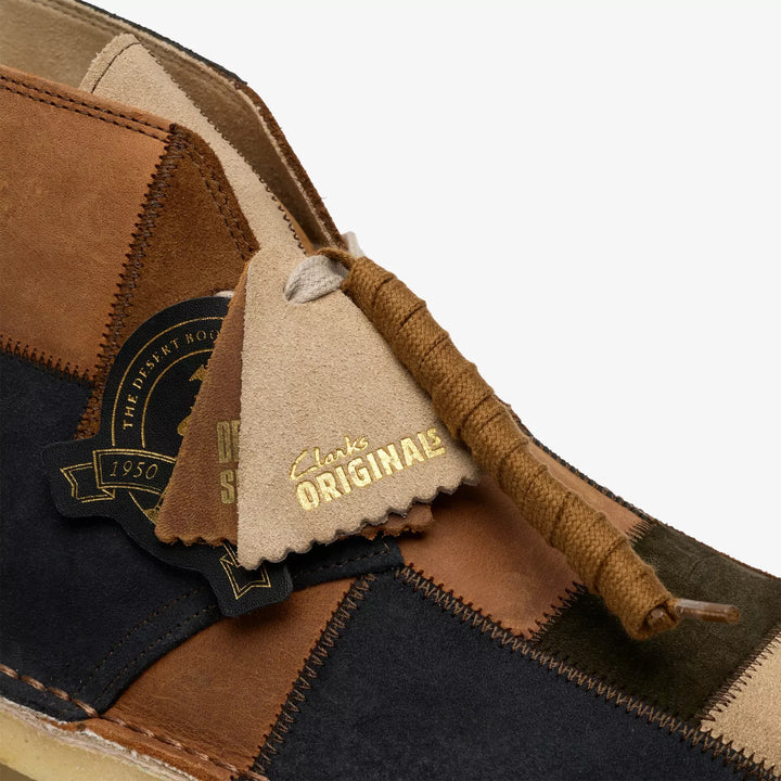 Clarks Originals Mens Brown Leather/Suede Combination Patchwork Lace Up Desert Boots LIMITED EDITION