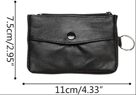Forest Unisex Small  Black Leather Pocket Money Pouch With Zip Fasten And Keyring