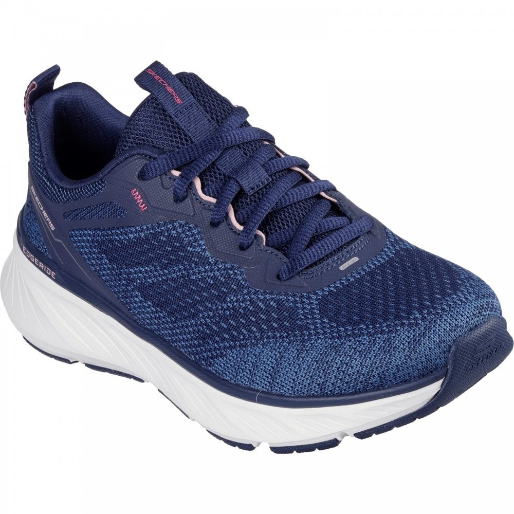 Skechers Edge Ride Power Flow Ladies Relaxed Fit Machine Washable Lace Up Trainers With Memory Foam