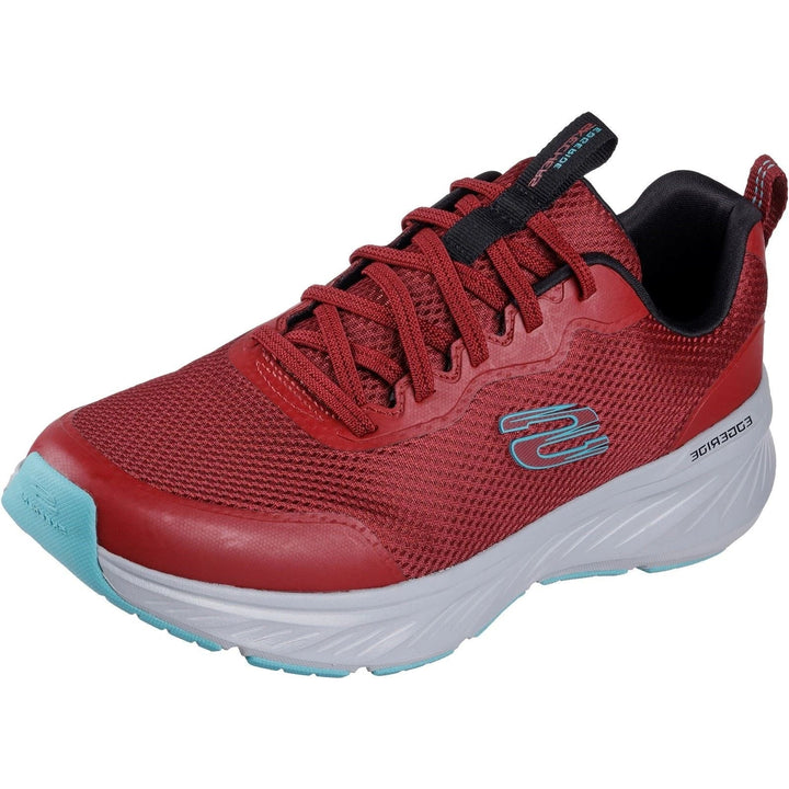 Skechers Edgeride Rekze Mens Relaxed Fit Bungee Elasticated Lace Lightweight Machine Washable Trainers Burgundy