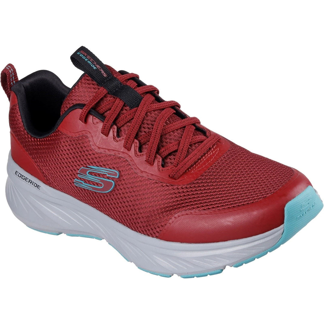 Skechers Edgeride Rekze Mens Relaxed Fit Bungee Elasticated Lace Lightweight Machine Washable Trainers Burgundy
